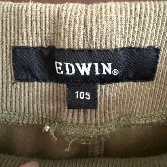 EDWIN | Olive Green and Yellow Side stripe straight leg sweatpants | XL - Picture 5 of 6